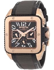 Invicta Womens 11577 Cuadro Black Dial Black Leather and Black Nylon Watch
