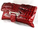 Clutch-Tasche, Abendtasche, Clutch-Tasche, bordeaux, kroko