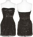 ROMEO & JULIET COUTURE Strapless Pleat Sequin & Sateen Dress [RJWCDR2457], Black