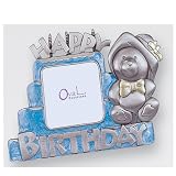 Pewter Frame - Happy Birthday, Blue Color