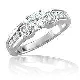 14k White Gold Anniversary Wedding Diamond Ring / Band, Size 7 (H-I, SI-I, 1.10 carat)
