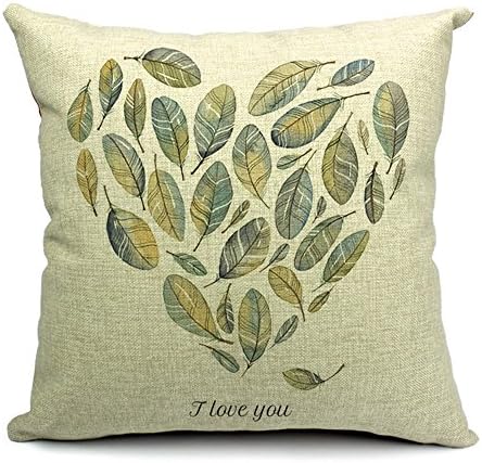Cotton Linen Office Sofa Pillow Cover 18inch Bird Pattern (Feather)