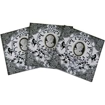 Black White Cameo Baroque Napkins Pack Luncheon Size 6.5 by 6.5 inches, pack of 20