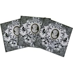 Black White Cameo Baroque Napkins Pack Luncheon Size 6.5 by 6.5 inches, pack of 20