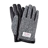 ハリスツイード スマホ手袋 手袋 メンズ レディース レザー グローブ / ヘリンボーン / グレー / S