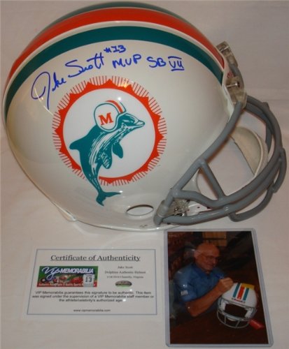 Jake Scott Autographed/Hand Signed Miami Dolphins Throwback Full Size Authentic Helmet