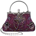 Exquisite Antique Seed Beaded Rose Evening Handbag Clasp