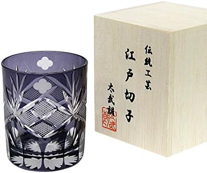 EDO KIRIKO - Yotsuba Genrokumon - Japanese classic purple glass cup [Standard ship by Int'l e-packet: with Tracking number &amp; Insurance]
