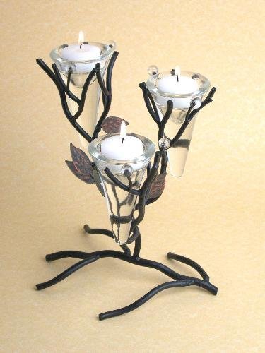 Triple Cone Twigs Metal Candleholder