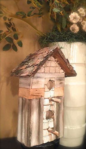 Wood Tile Birdhouse Tiny Brick Hand-Painted Terrarium Birdhouse White Brick Wood Siding