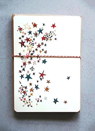 PARCEL: Confetti Star Stationery,"STARS TO THE LEFT" Style Set, 8 Cards Part of the Martha Stewart AMERICAN MADE Collection