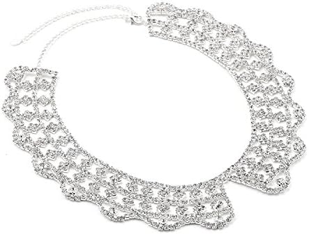 Greatmate Great Gatsby Inspired Bridal Wedding Party Silver Crystal Rhinestone Collar Shape Necklace