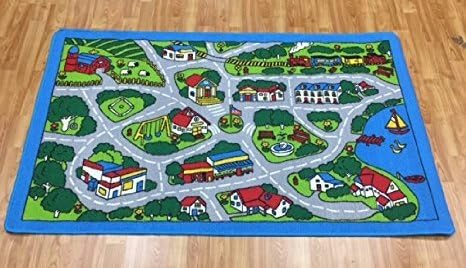 American Sale Street Map Gray Paradise Kids Rug 5x8 (4''.11x6''.10) Non-slip Gel-back