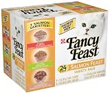 Pet Supplies : Fancy Feast Gourmet Cat Food Salmon Feast Variety Pack, 24-Count Cans (Pack of 2)