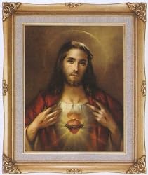 Sacred Heart of Jesus by Simeone Framed Art, 16" x 20" - MADE IN ITALY