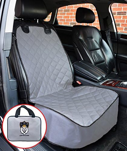 Car Seat Cover for Dogs - Fits Front Bucket Seats for Autos, SUV's, or Trucks - Waterproof, Padded for Pets, Non-Slip, w/ Side Flaps - Deluxe Model w/ Storage Case - Premium Quality - Grey