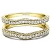 Sterling Silver Contour Ring Guard with Millgrained Edges and Filigree Cut Out Design with Cubic Zirconia (0.26 ct. tw.)