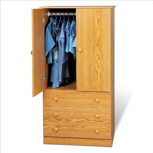 Prepac Edenvale Oak Junior Wardrobe with 3 Drawers