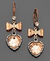 Betsey Johnson Rose Gold Tone Heart Earrings