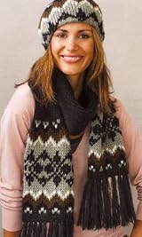 Fair Isle Fringe Scarf Black