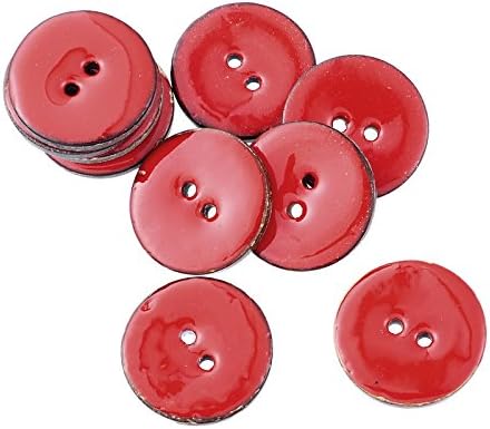 Pack of 10 PCS Red Colors Thick Coconut Shell 2 Holes Button Craft Wooden Mixed Buttons 25mm