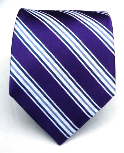 100% Silk Woven Violet Striped Tie