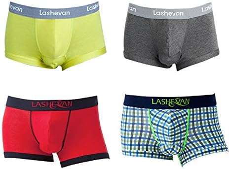 Lashevan Men's Functional Boxer Brief Mix 3D Separated Underwear Tensel Fiber Drawers 4 Pack Set (X-Large)