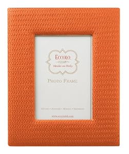 Woven Leather Picture Frame, Italian, Burnt Orange, 5x7"
