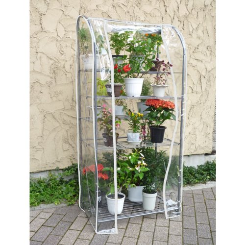 フラワーラックFR-2（高さ150cm）[ビニール温室になる花鉢シェルフ]