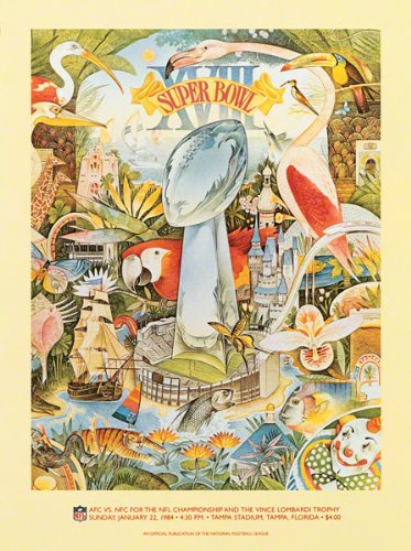 Canvas 36 x 48 Super Bowl VXIII Program Print | Details: 1984, Raiders vs Redskins