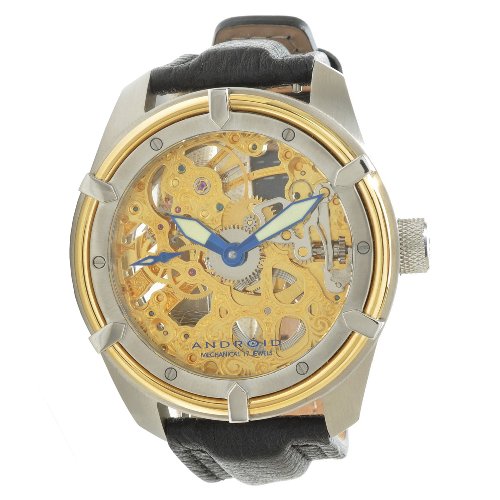 Android Men's Naval Skeleton Mechanical Leather Strap Watch