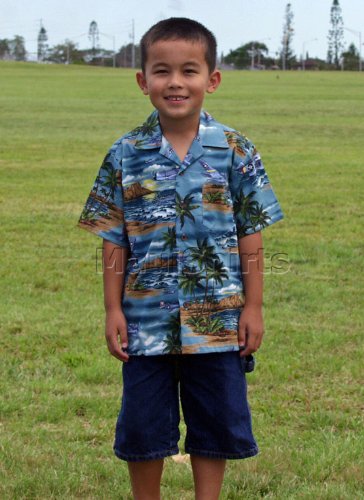 Island Aviation Boys Hawaiian Aloha Cotton Shirt