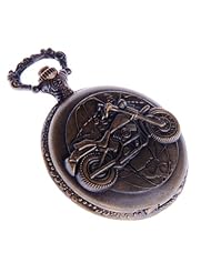 Biker Motorcycle Pocket Watch With Chain Quartz White Dial Arabic Numerals Full Hunter PW-42
