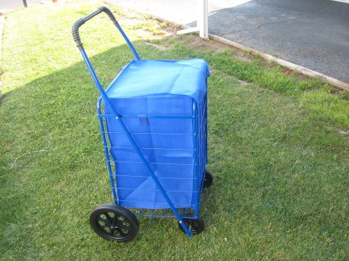 Super Shopping Cart - Folding Grocery Cart - Blue (Blue Cart) (41.75h x 24w x 21d (cart size))