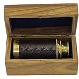 6" Handheld Brass Telescope with Wooden Box - Pirate Navigation