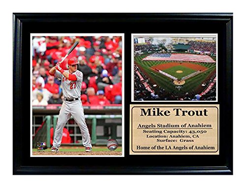 Encore Select 125-24 MLB Los Angeles Angels Mike Trout and the Angels Stadium Print, 12-Inch by 18-Inch