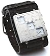 Nemesis #BD082S Men's Stainless Steel Tri Time Zone Wide Leather Cuff Band Watch