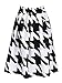 Choies Women's Color Block Houndstooth Print High Waist Pleated Skater Midi Skirt