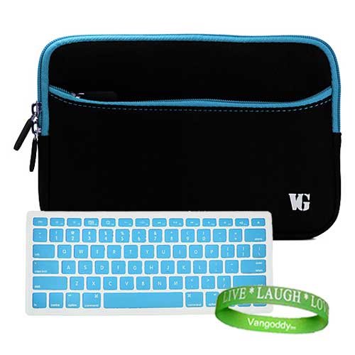 Double Woven Neoprene *Blue Trim* MacBook Sleeve with Extra Pocket For All Models of the 13 Inch Macbook (MC516LL/A , ect ¦ ) + () MacBook Keyboard Skin + VanGoddy Live * Laugh * Love Wrist Band!!!