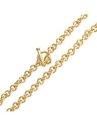 Bling Jewelry Gold Vermeil Toggle Clasp Round Links Charm Necklace 180 Gauge