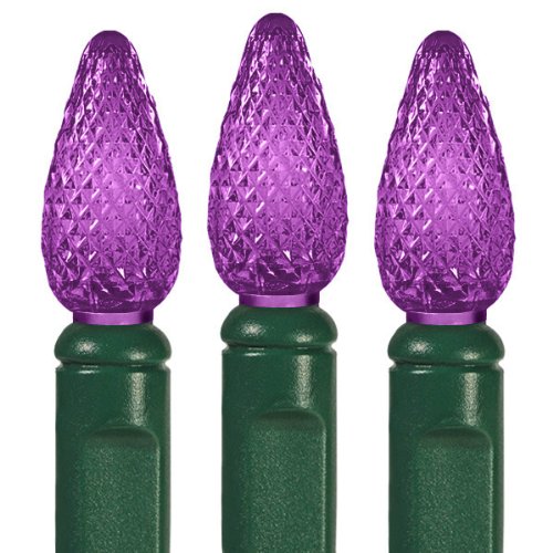 (70) Bulbs - LED - Purple C6 Christmas Lights - Length 24 ft. - Bulb Spacing 4 in. - 120V - Green Wire