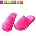 Jiyaru Mens Womens Solid Fuzzy Round Toe Soft Indoor Winter Warm Slippers