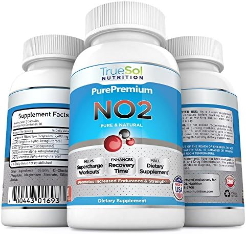 True Sol - NO2 Nitric Oxide Booster AND L-Arginine Supplement - 90 Capsules