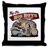 IMAGE OF Throw Pillow Toys for Big Boys Lady on Motorcycle