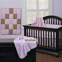 Cotton Candy Dots 4 Piece Crib Set with bonus Blankets and Pillow Pink