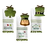 Grasslands Road So Lucky Celtic Leprechaun Shamrock Derby Hat Tidbit Dish and Message Tea Towel Three Styles, Set of 9
