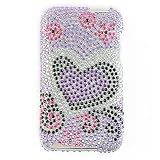 Premium Luxurious Designer Hard Diamond Crystal Snap-on Case for Apple iPod Touch 2nd, 3rd Generation - Silver Lavender Heart