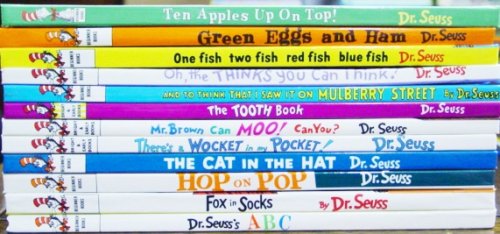 Dr. Seuss Beginning Readers & Bright and Early Books 12 Book Set: The Cat in the Hat, One Fish Two Fish Red Fish Blue Fish, Green Eggs and Ham, Hop on Pop, Mulberry Street, Fox in Socks, Wocket in My Pocket, etc.