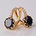 GUICX Gold Tone Captivating rhinestone Unique Party Round Black Hoop Earrings