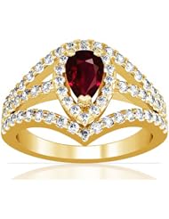 14K Yellow Gold Pear Cut Ruby Ring With Sidestones (GIA Certificate)